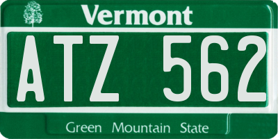 VT license plate ATZ562