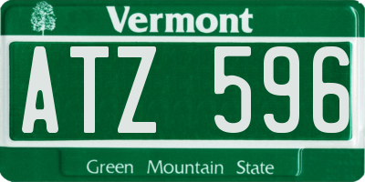 VT license plate ATZ596
