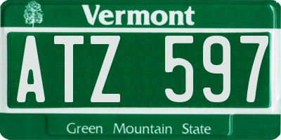 VT license plate ATZ597