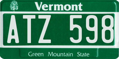 VT license plate ATZ598
