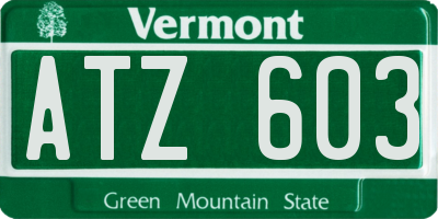 VT license plate ATZ603