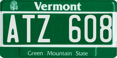 VT license plate ATZ608
