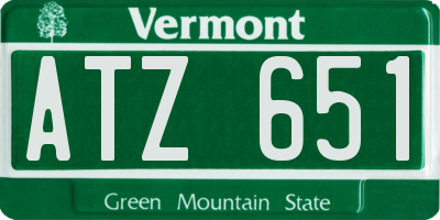 VT license plate ATZ651