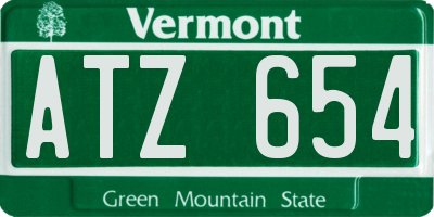 VT license plate ATZ654