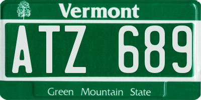 VT license plate ATZ689
