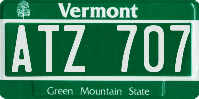 VT license plate ATZ707