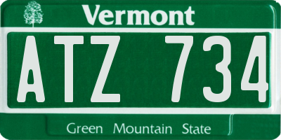 VT license plate ATZ734