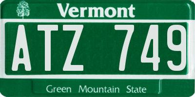 VT license plate ATZ749