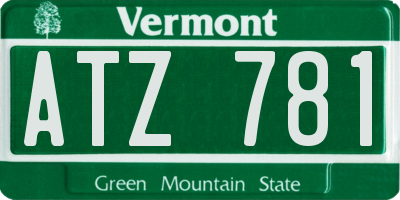 VT license plate ATZ781