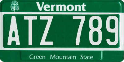VT license plate ATZ789