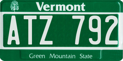 VT license plate ATZ792