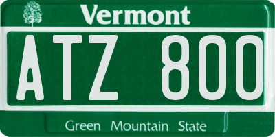 VT license plate ATZ800