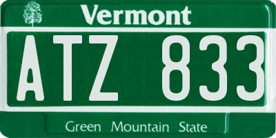 VT license plate ATZ833