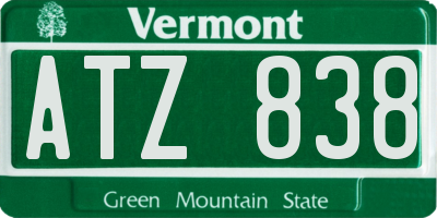 VT license plate ATZ838