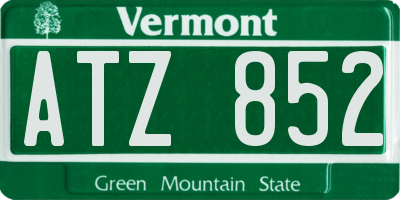 VT license plate ATZ852