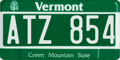 VT license plate ATZ854