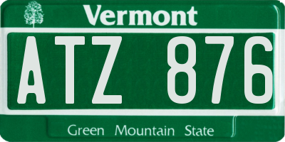 VT license plate ATZ876