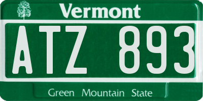 VT license plate ATZ893