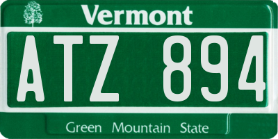VT license plate ATZ894