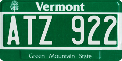 VT license plate ATZ922