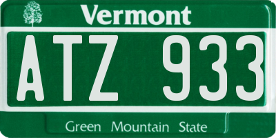 VT license plate ATZ933