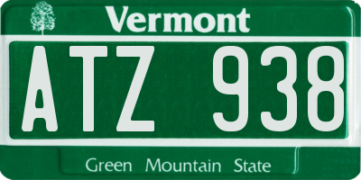 VT license plate ATZ938