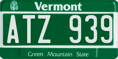 VT license plate ATZ939