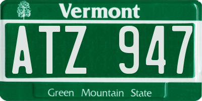 VT license plate ATZ947