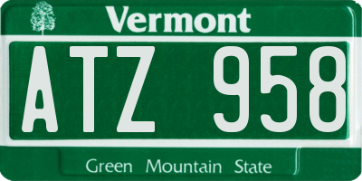 VT license plate ATZ958