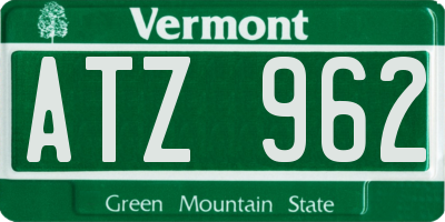 VT license plate ATZ962