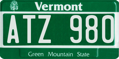 VT license plate ATZ980