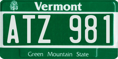 VT license plate ATZ981