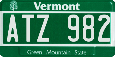 VT license plate ATZ982