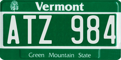 VT license plate ATZ984