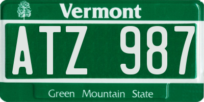 VT license plate ATZ987