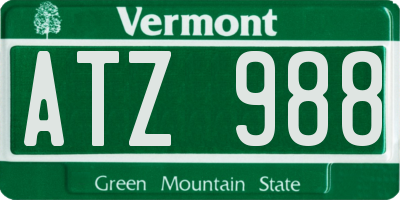VT license plate ATZ988