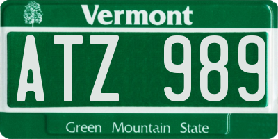 VT license plate ATZ989