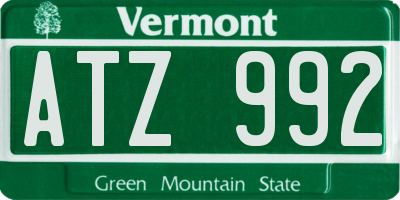 VT license plate ATZ992