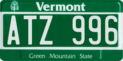 VT license plate ATZ996