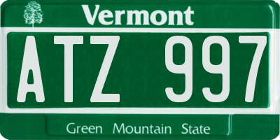 VT license plate ATZ997