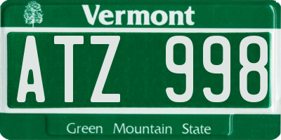 VT license plate ATZ998