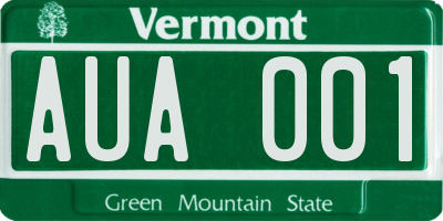 VT license plate AUA001
