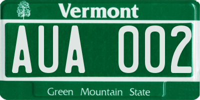 VT license plate AUA002