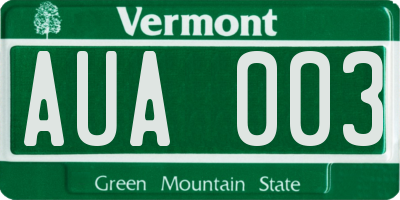 VT license plate AUA003