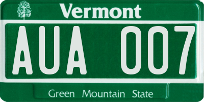 VT license plate AUA007