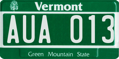 VT license plate AUA013