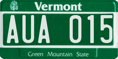 VT license plate AUA015