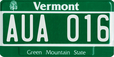 VT license plate AUA016