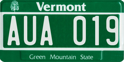 VT license plate AUA019