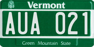 VT license plate AUA021